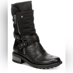 Carlos Santa Sawyer Black Silver Leather Buckle Boots Shoes